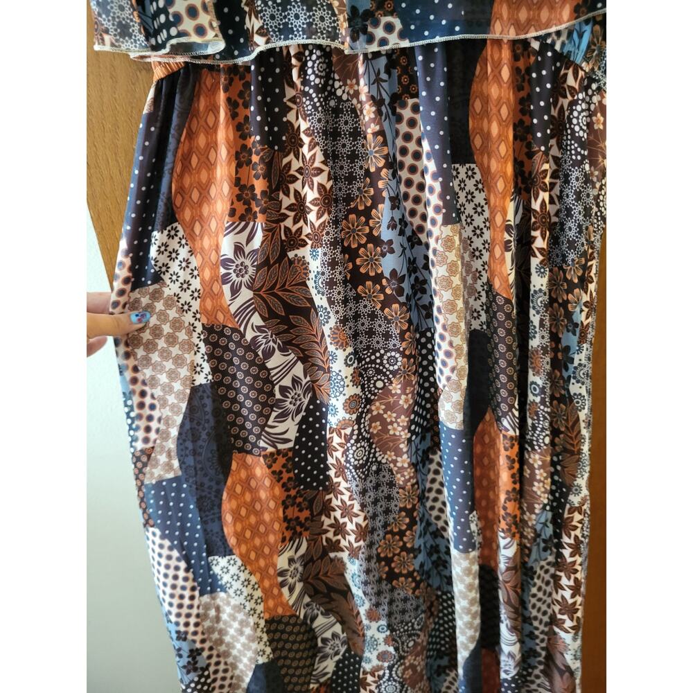 Vertice Patchwork Pattern Fall Off The Shoulder F… - image 4